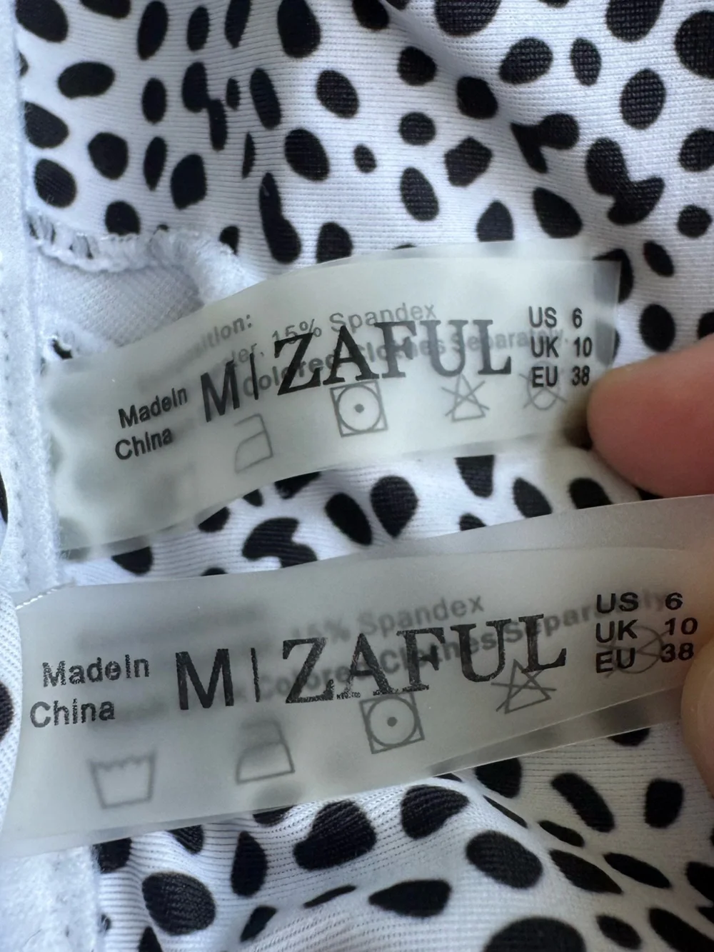ZAFUL Black & White Spotted Bandeau Bikini Set Size US 6